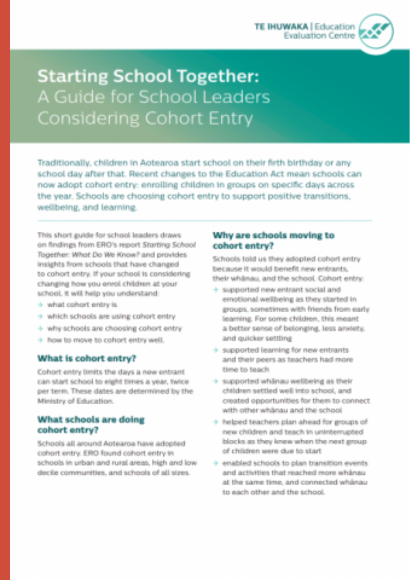 A Guide for School Leaders Considering Cohort Entry
