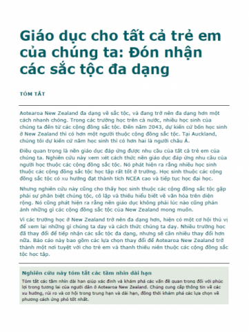 Giáo dục cho tất cả trẻ em của chúng ta: Đón nhận các sắc tộc đa dạng