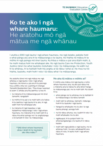Ko te ako i ngā whare haumaru: He aratohu mō ngā mātua me ngā whānau