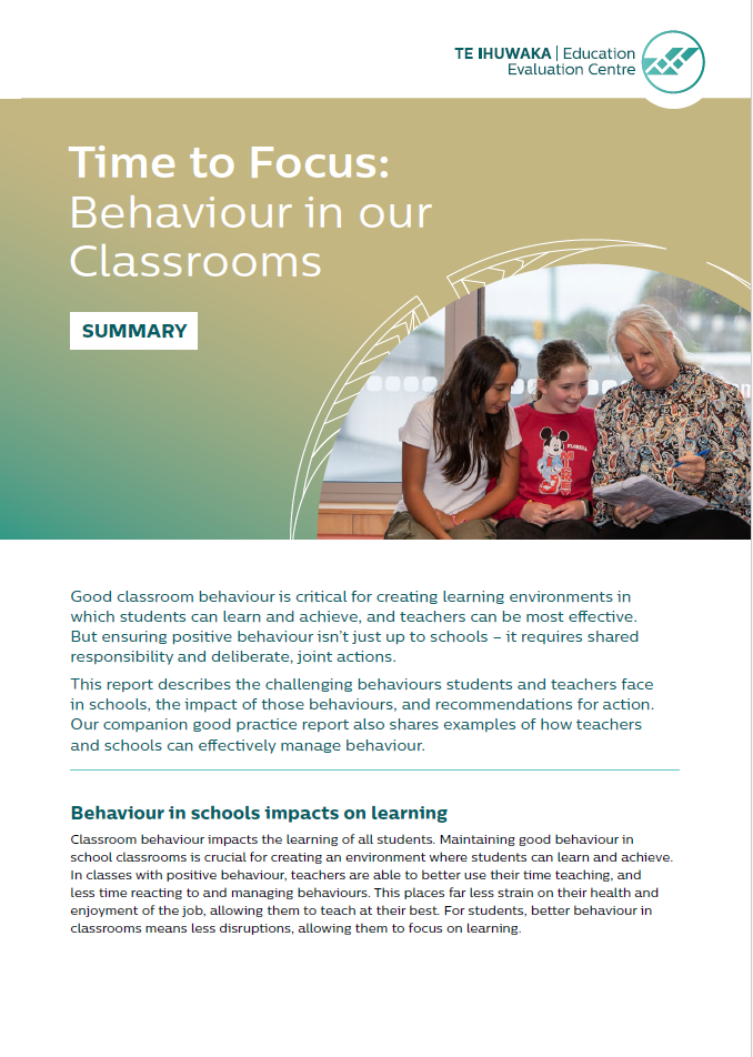 Time to Focus: Behaviour in our Classrooms - Summary
