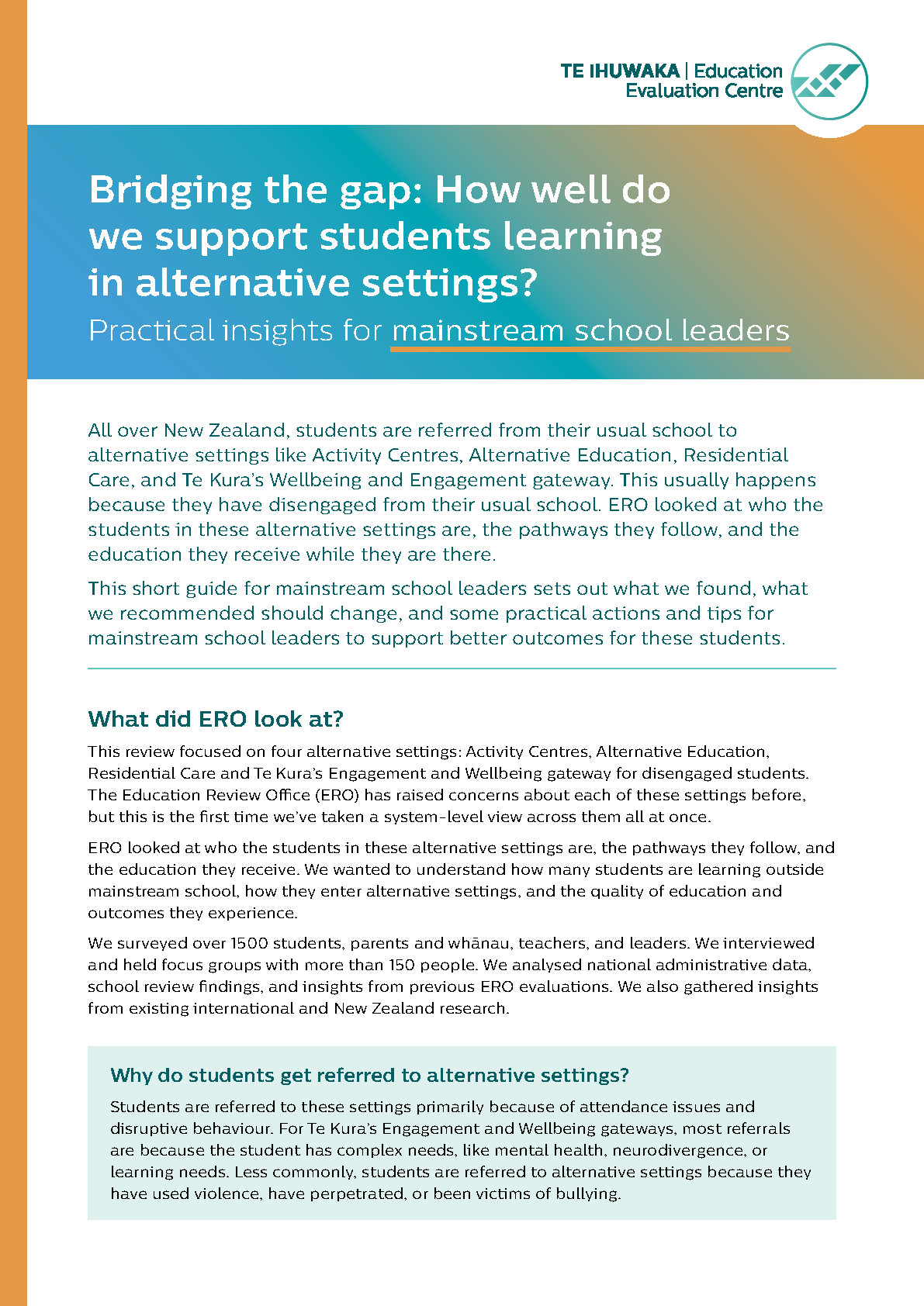 COVER Bridging The Gap Practical Insights For Mainstream School Leaders