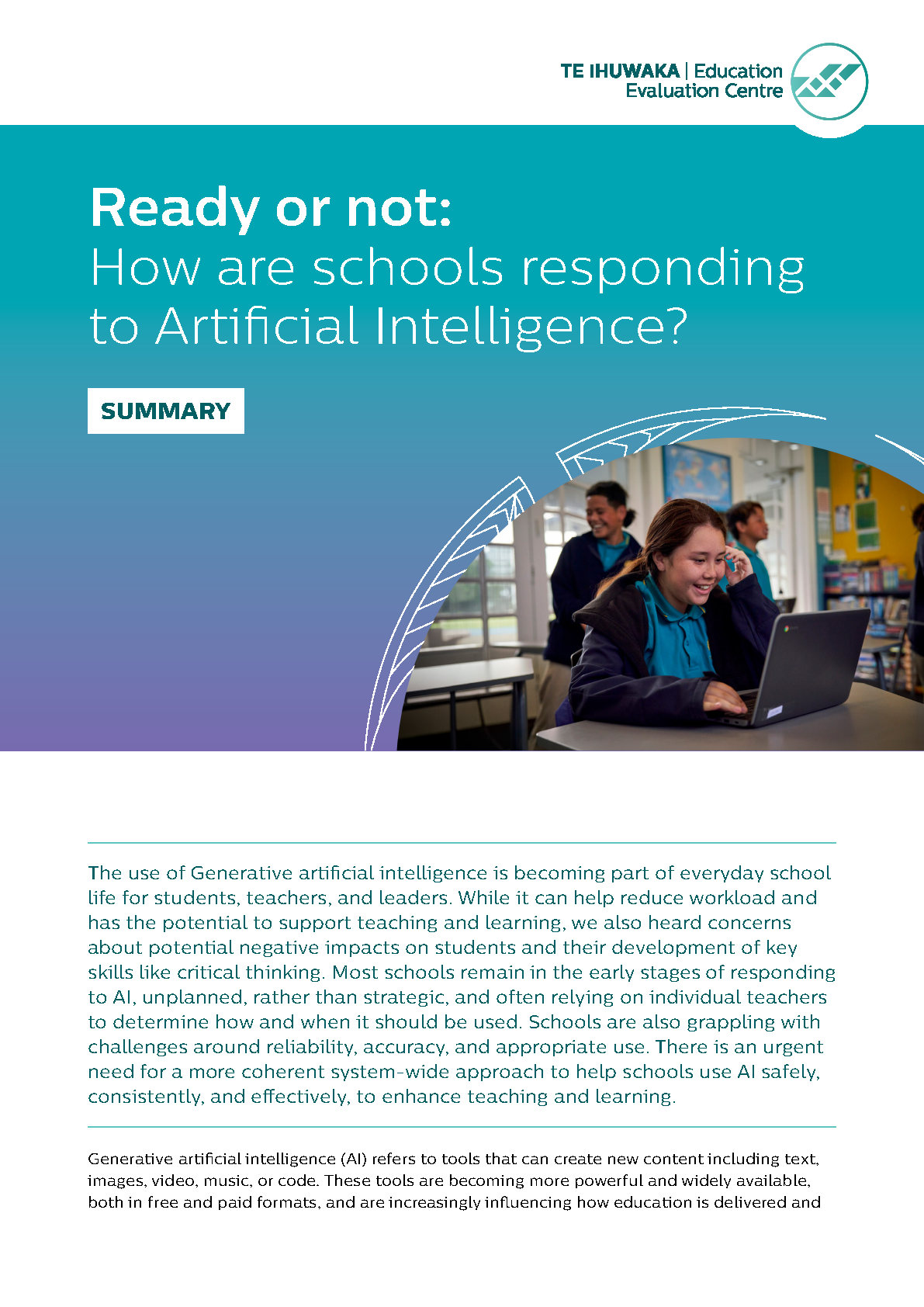 (Cover) Ready Or Not How Are Schools Responding To Artificial Intelligence (Summary Report)