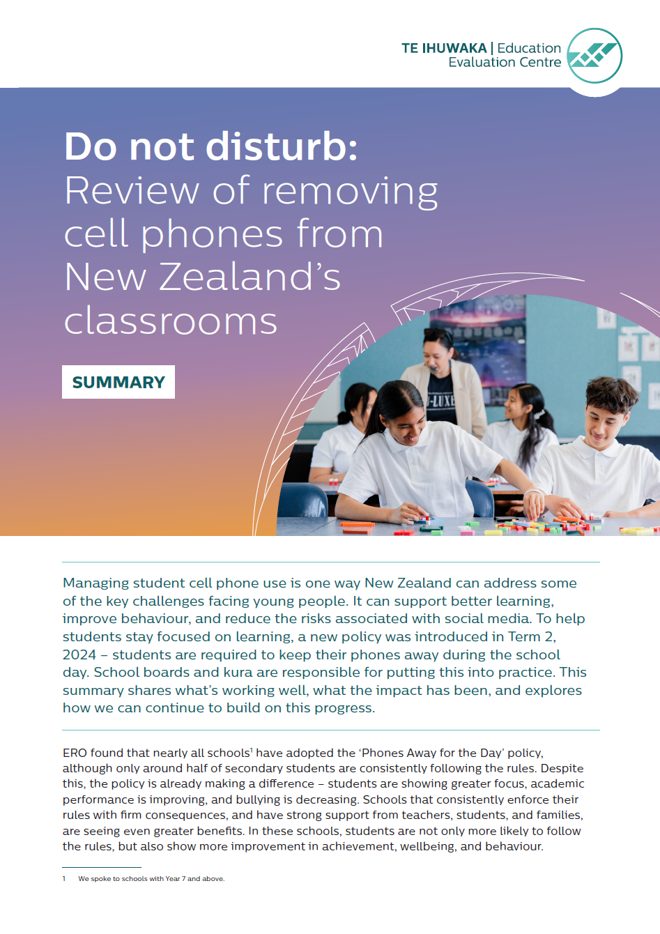 Do Not Disturb A Review Of Removing Cell Phones From New Zealand’S Classrooms – Summary COVER