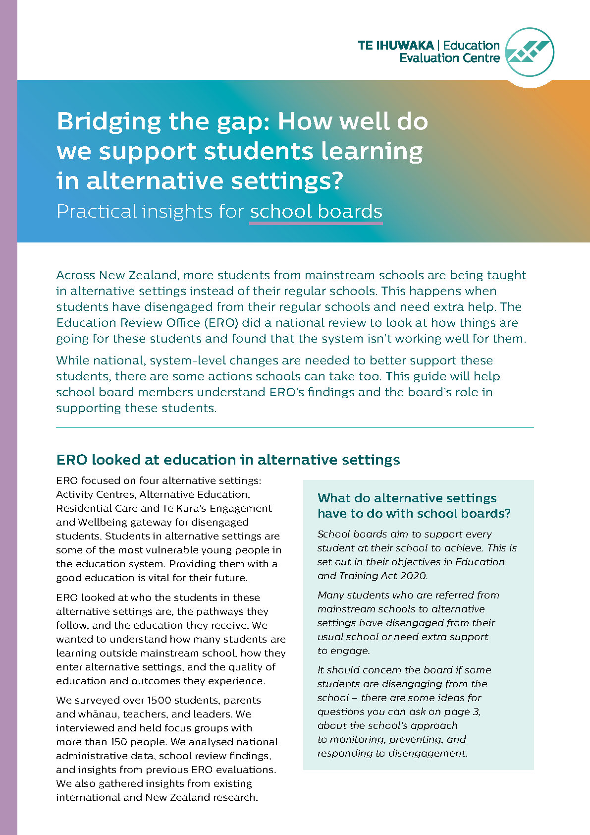 COVER Bridging The Gap Practical Insights For School Boards