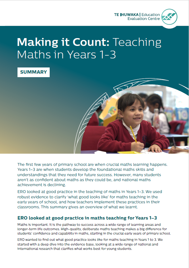 Making it Count: Teaching Maths in Years 1 to 3 Summary